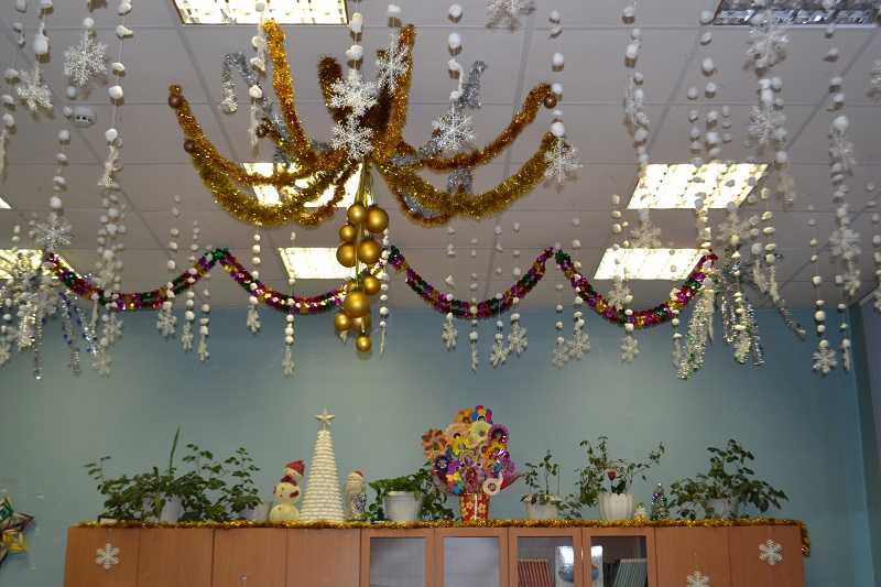 украшение потолка в школе на новый год