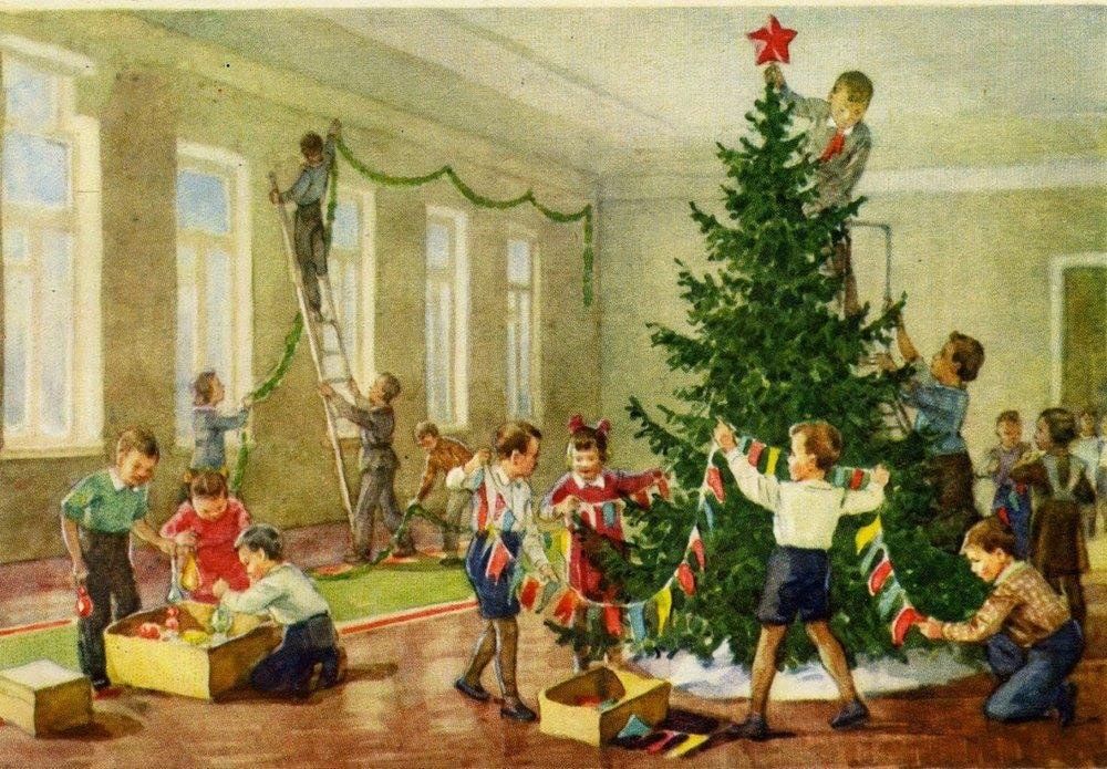 новогодний плакат для украшения класса